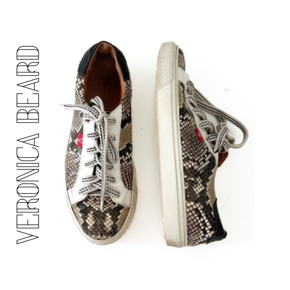 Veronica Beard Sami Python Print Leather Sneakers… - image 1